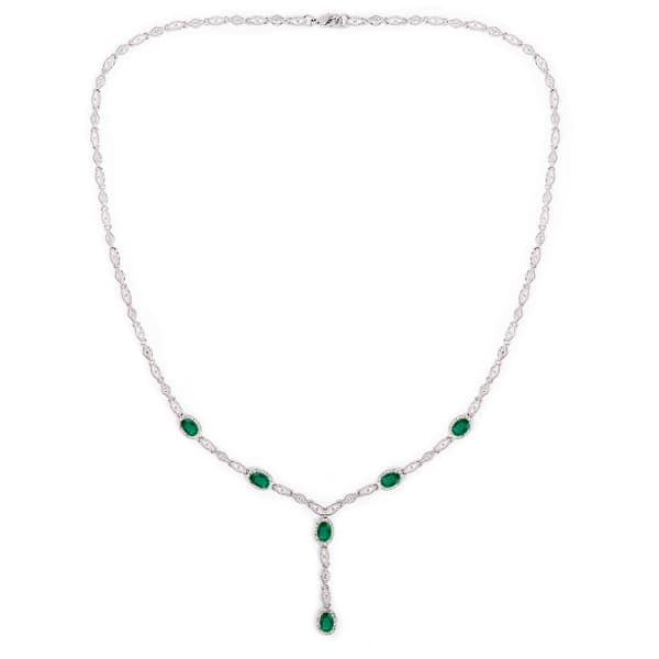 Gianni Argento Silver Plated Lab Emerald Y Necklace - image 
