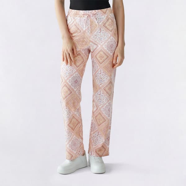 Juniors Pink Rose Linen Smock Super Wide Leg Pants - Egret - image 