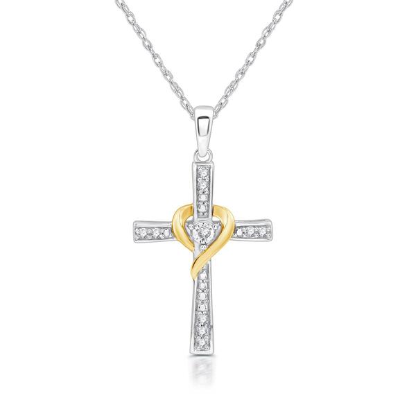 Nova Star&#40;R&#41; Two-Tone Lab Grown Diamond Wrapped Cross Pendant - image 