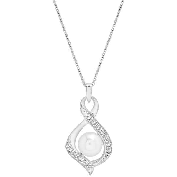 Gemstone Classics(tm) Created White Sapphire Pearl Pendant - image 