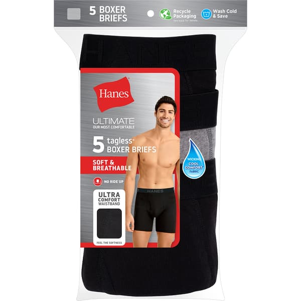 Mens Hanes Ultimate&#174; 5pk. Boxer Briefs - Black/Grey