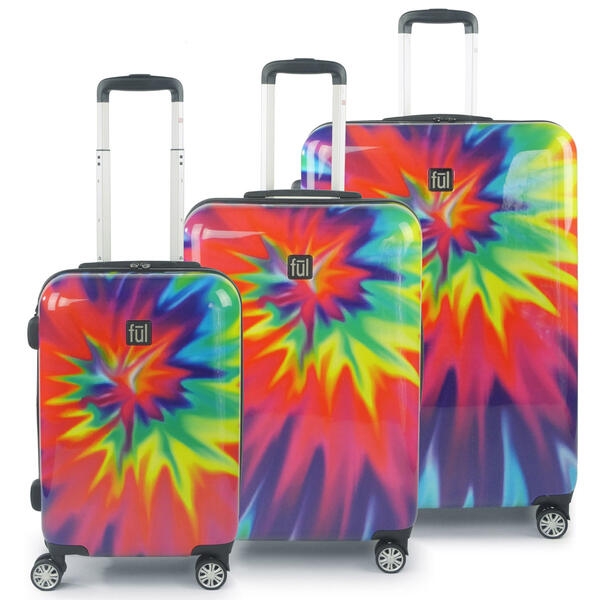 FUL 3pc. Tie Dye Nested Spinner Luggage Set - image 