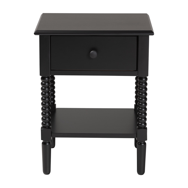 Baxton Studio Braith Farmhouse Black Wood 1-Drawer Nightstand