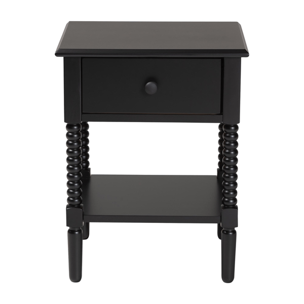 Baxton Studio Braith Farmhouse Black Wood 1-Drawer Nightstand