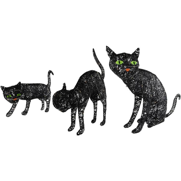 Northlight Seasonal Set of 3 LED Black Cat Outdoor Decor