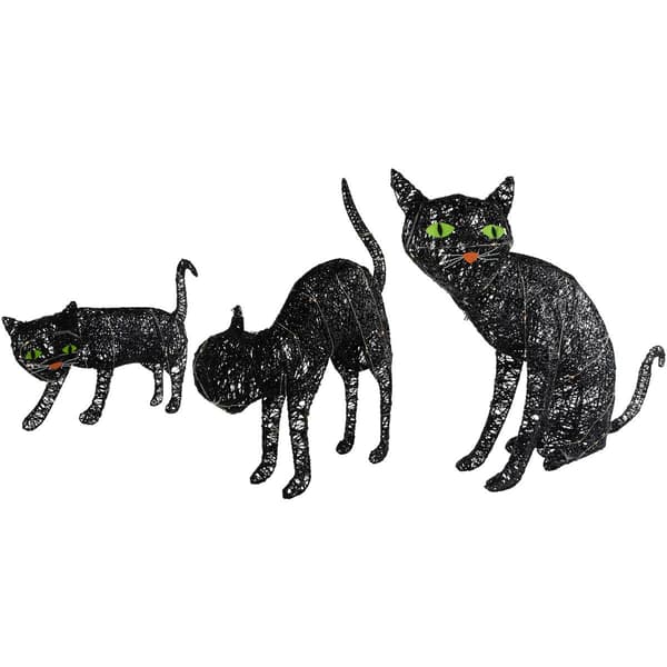 Northlight Seasonal Set of 3 LED Black Cat Outdoor Decor
