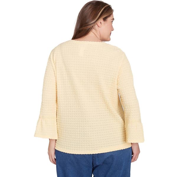 Plus Size Alfred Dunner Flower Power Tie Front Texture Blouse