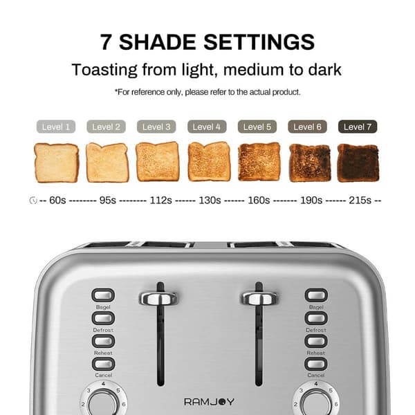 Ramjoy 4-Slice Stainless Steel Toaster