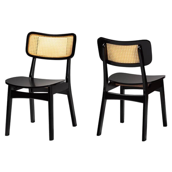 Baxton Studio Tafari Wood & Rattan 2pc. Dining Chair Set
