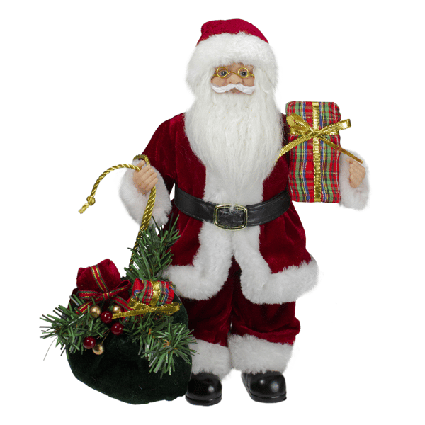 Northlight 12in. Santa Claus Holding Gift Bag Christmas Figure - image 