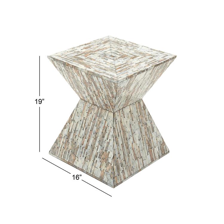 9th & Pike® Multi Mussel Shells And Wood Side Table