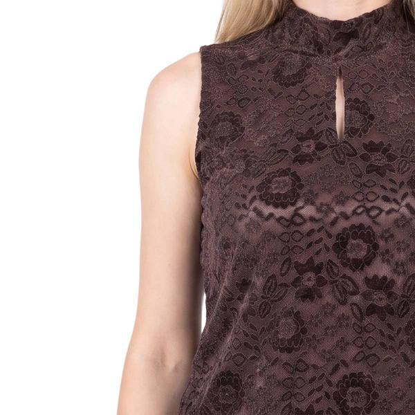 Womens NY Collection Sleeveless Velvet Floral Lace Blouse
