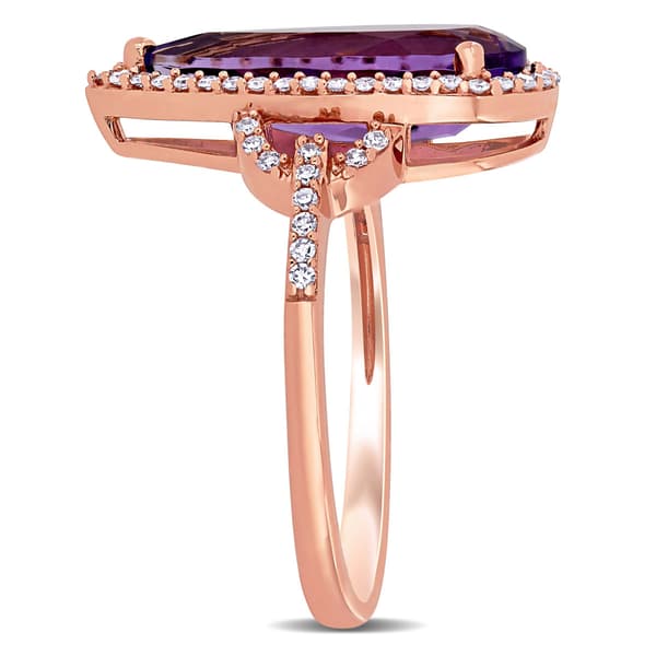 Gemstones Classics&#8482; 14kt. Rose Gold Pear Amethyst Halo Ring