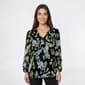 Womens Kasper Long Sleeve Ruffle V Neck Floral Blouse - image 1