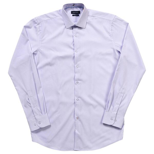 Mens Nautica Slim Fit Dress Shirt - White Ground Lavender Check - image 