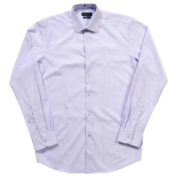 Mens Nautica Slim Fit Dress Shirt - White Ground Lavender Check - image 
