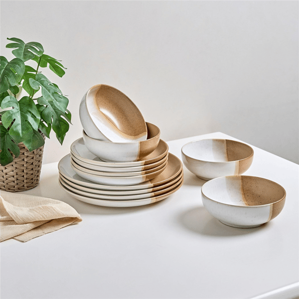 Sango Phoebe 12pc. Caramel Round Dinnerware Set - Service for 4