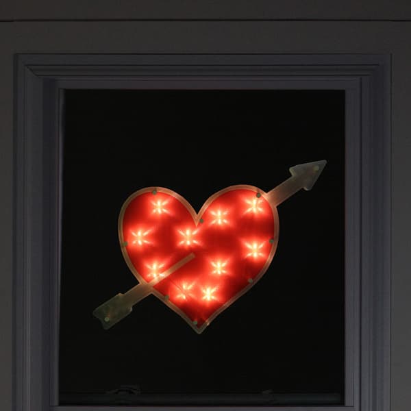 Northlight Seasonal Lighted Red Heart and Arrow Window Silhouette