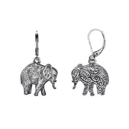 1928 Pewter Elephant Drop Earrings