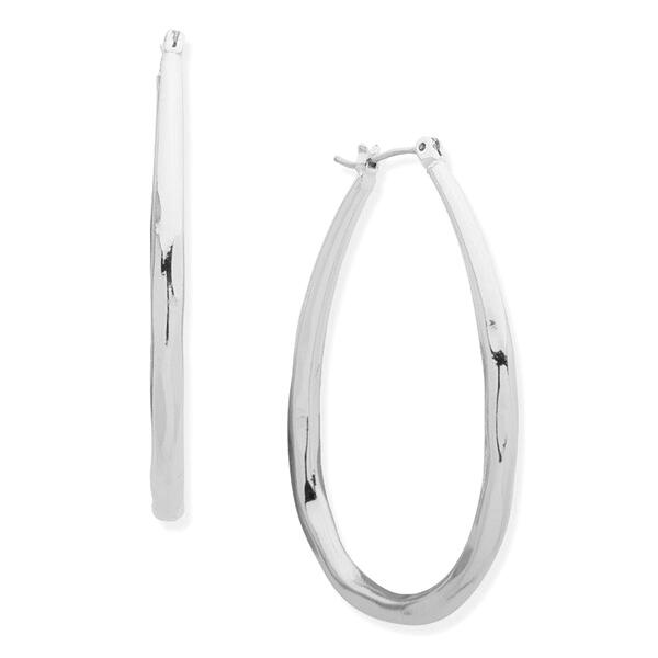 Nine West Silver-Tone Teardrop Tubular Hoop Earrings - image 