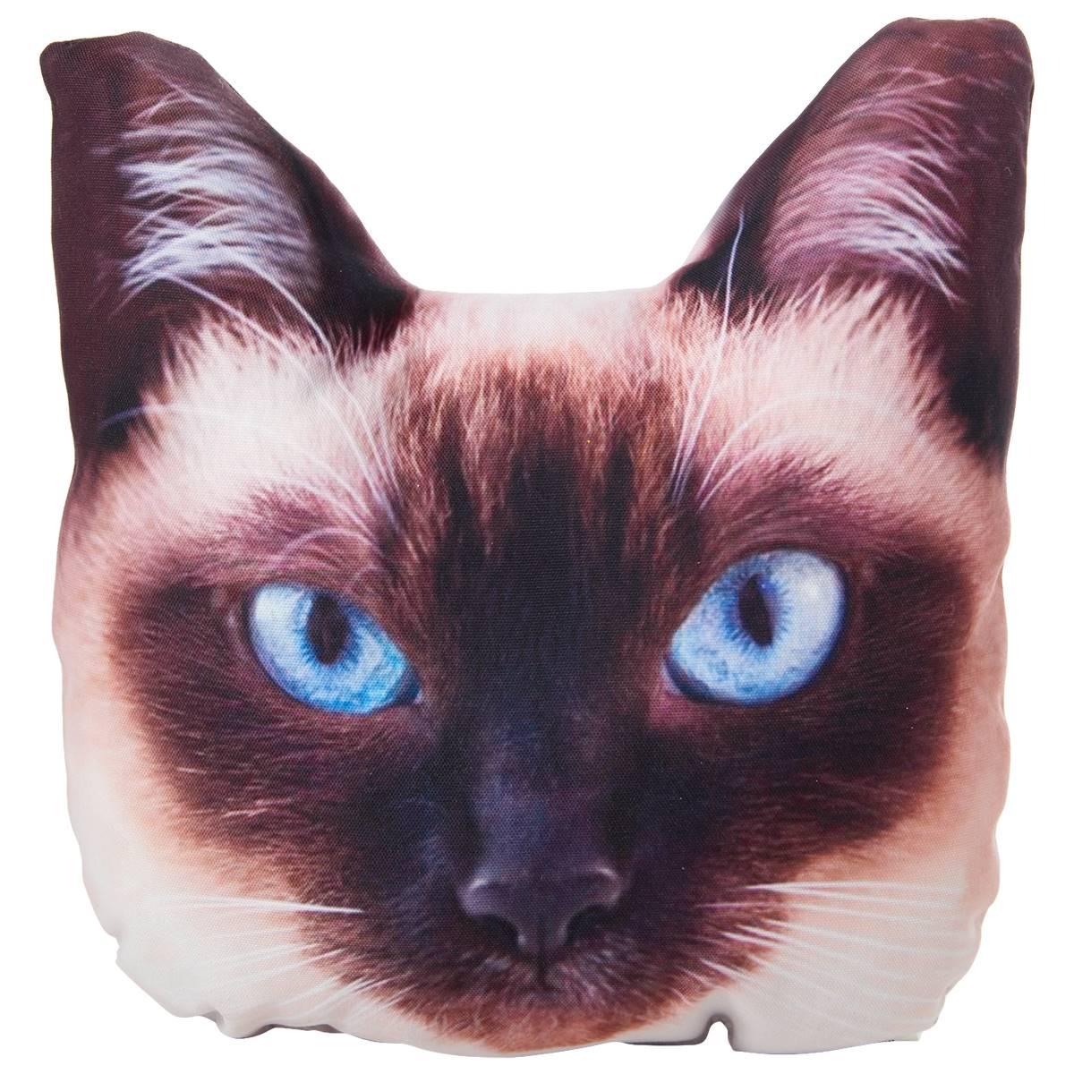 Sassy Siamese Head-Shaped Pillow - 16x17