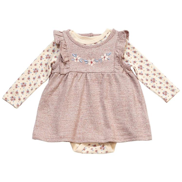 Baby Girl (NB-9M) Rene Rofe Marled Terry Jumper And Bodysuit Set