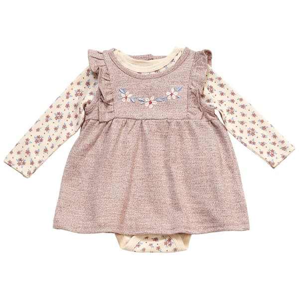 Baby Girl (NB-9M) Rene Rofe Marled Terry Jumper And Bodysuit Set - image 