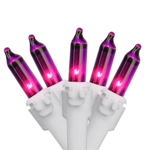 Brite Star 49.5ft. Purple Mini Christmas White Wire Light Set - image 