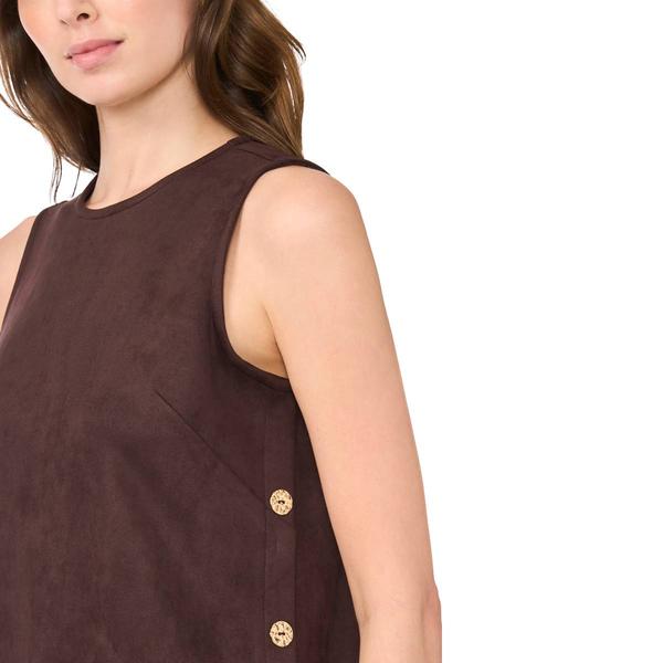 Womens MSK Sleeveless Side Button Trim Suede Shift Dress