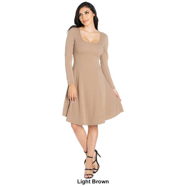 Womens 24/7 Comfort Apparel Long Sleeve Skater Dress