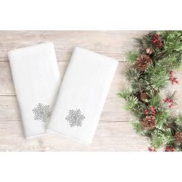 Linum Home Textiles Embroidered Luxury Snowflakes Hand Towels