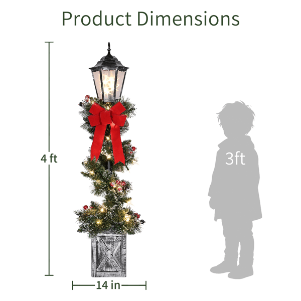 Puleo International 4ft. Pre-Lit Adorned Lamp Post Set of 2