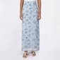 Juniors Pink Rose Print Mesh Rosette Midi Skirt- Floral - image 2