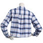 Juniors No Comment Crop Plaid Flannel Top- Blue - image 3