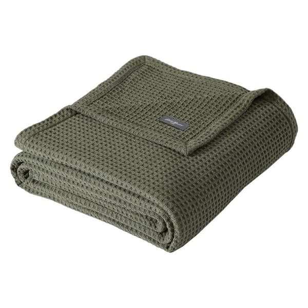 Eddie Bauer Solid Waffle Cotton Blanket - image 