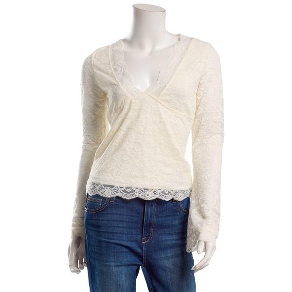 Juniors Madden Girl Long Sleeve Floral Stretch Lace Top - image 
