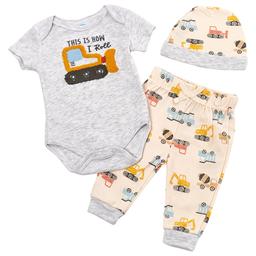 Baby Boy (NB-9M) bon bebe(R) 3pc. Truck Pants Set w/Hat