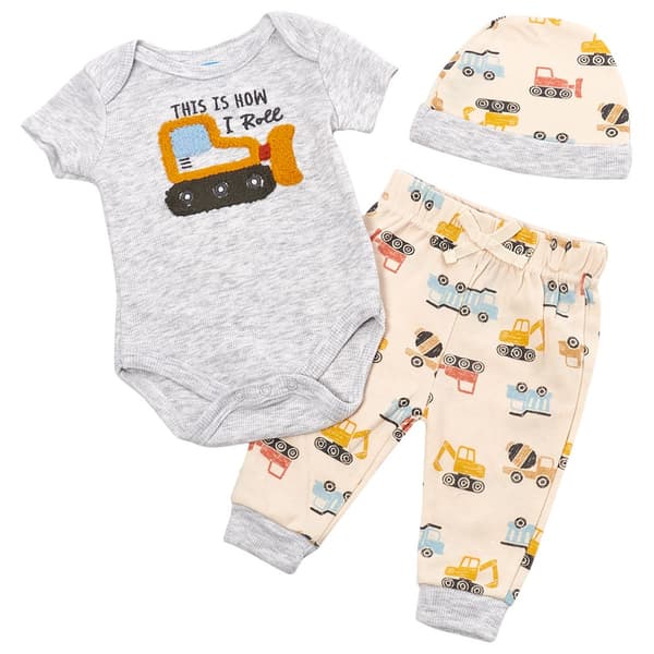 Baby Boy (NB-9M) bon bebe(R) 3pc. Truck Pants Set w/Hat - image 