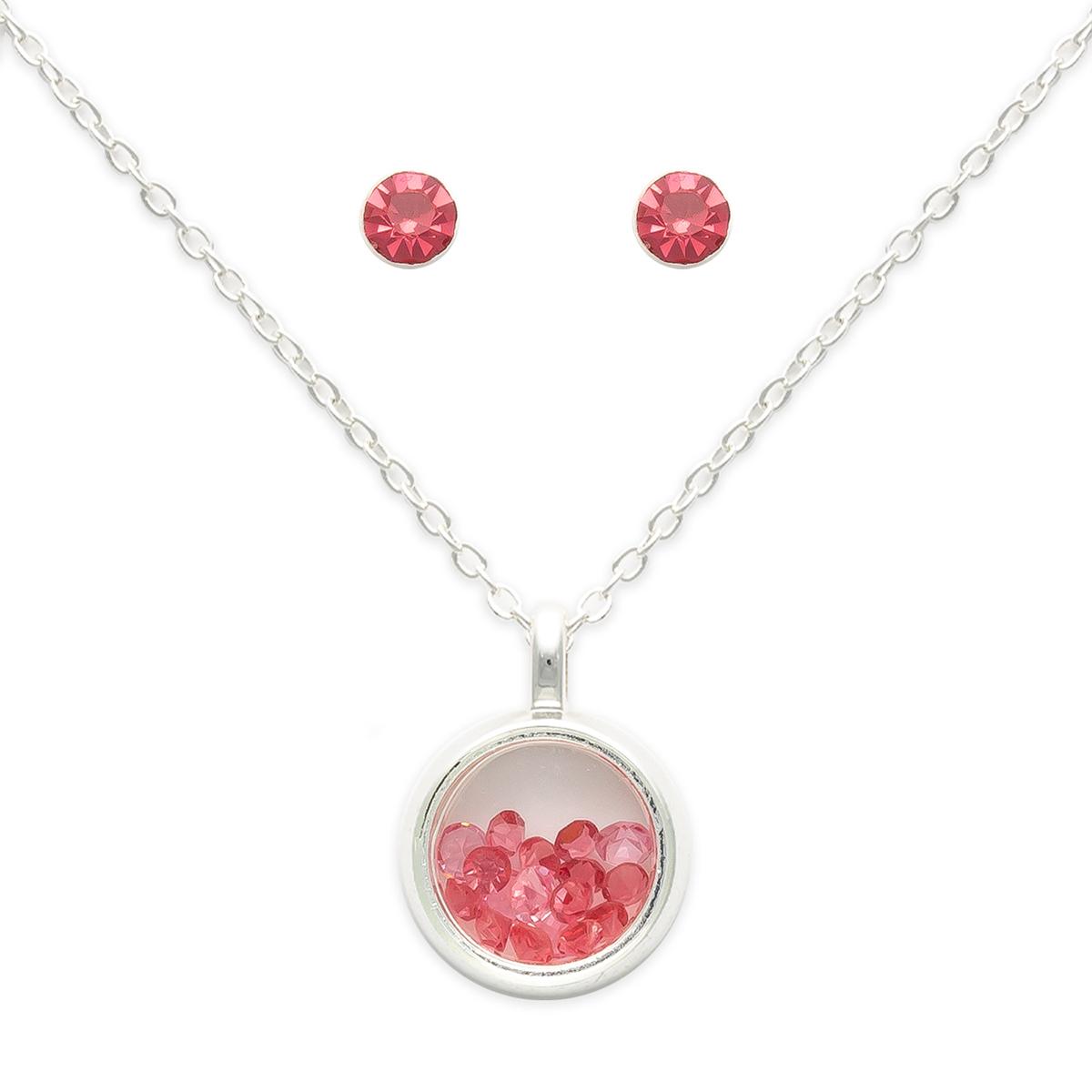 October Mini Birthstone Shaker Necklace & Stud Earring Set