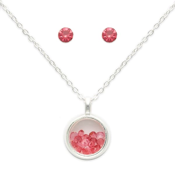 October Mini Birthstone Shaker Necklace & Earring Set
