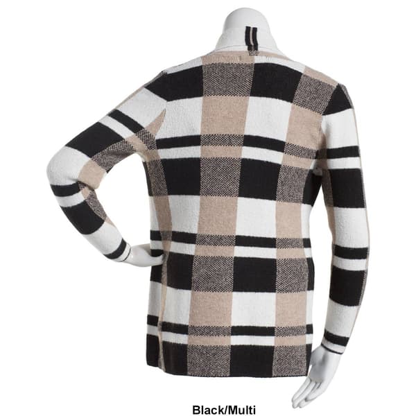 Petites 89th & Madison 3-Tone Plaid Cozy Mossy Cardigan