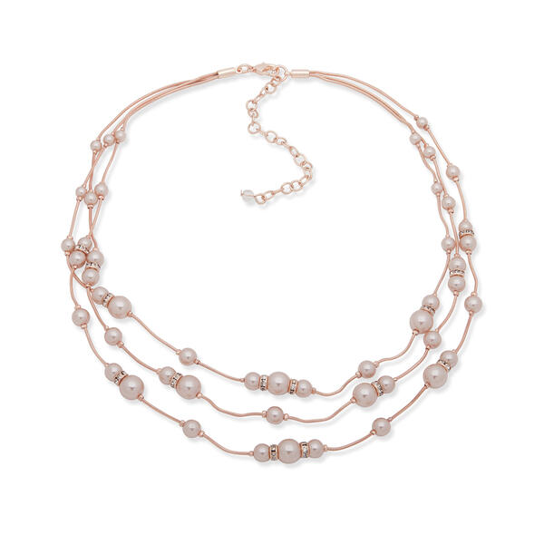 Youre Invited Rose Gold-Tone Illusion Multi Row Necklace - image 