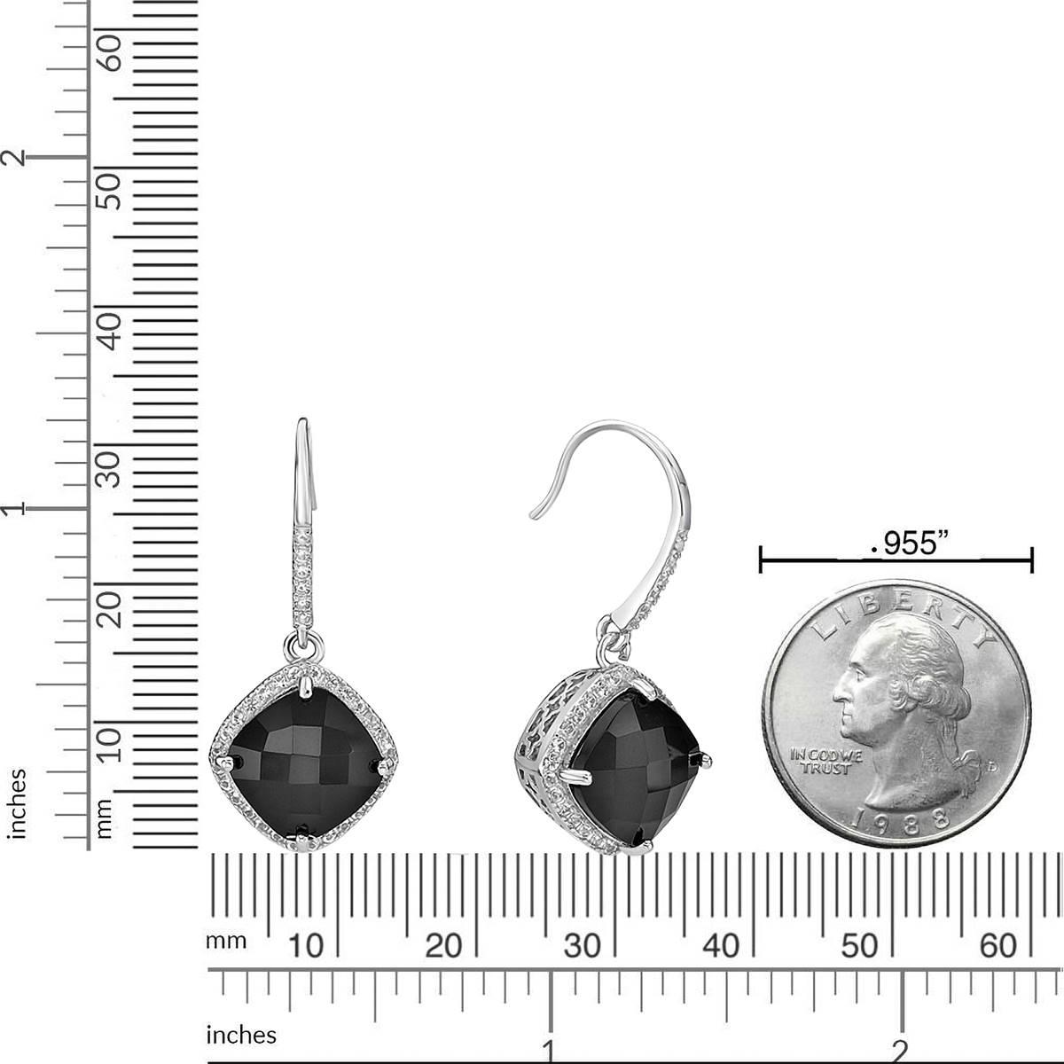 Gemminded Sterling Silver 10mm Onyx & White Sapphire Earrings