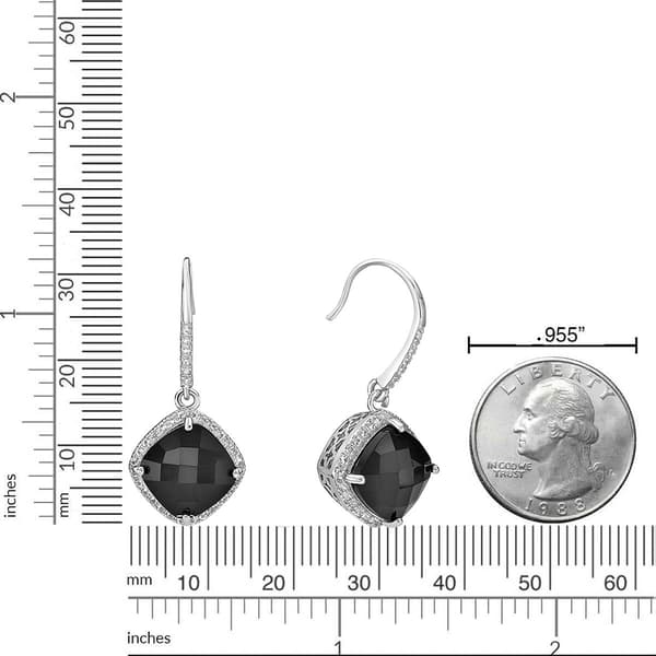 Gemminded Sterling Silver 10mm Onyx & White Sapphire Earrings