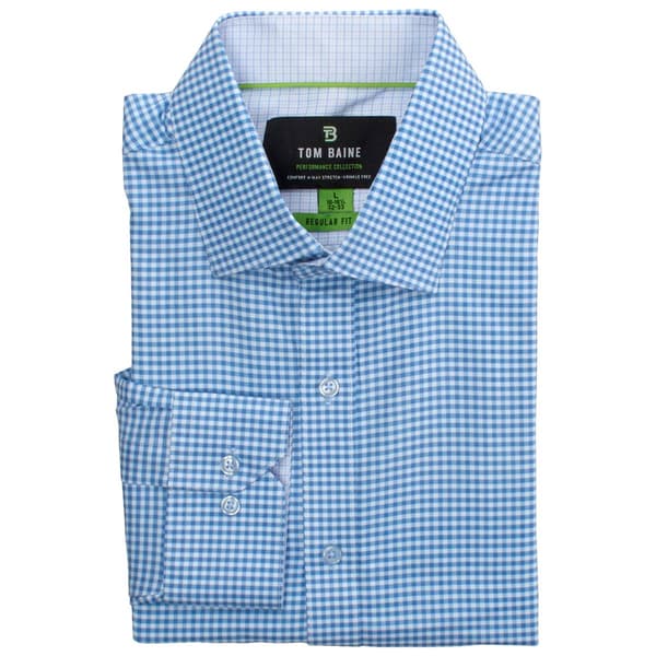 Mens Tom Baine Regular Fit Performance Dress Shirt - Blue Plaid - image 