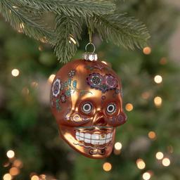 Northlight Seasonal 4in. Day of the Dead Glass Skull Ornament