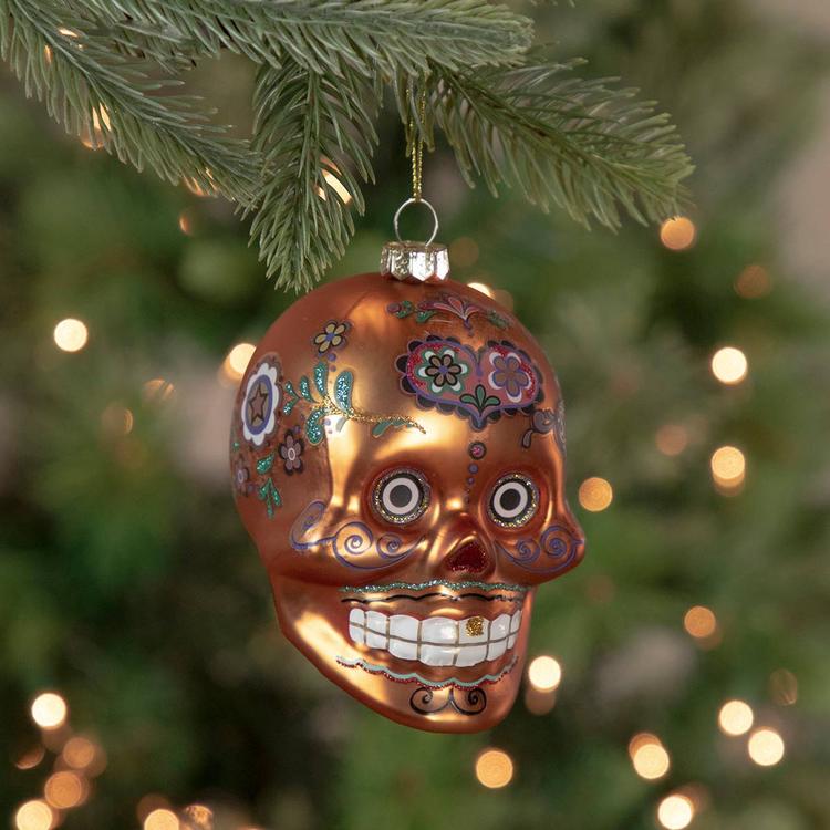 Northlight Seasonal 4in. Day of the Dead Glass Skull Ornament