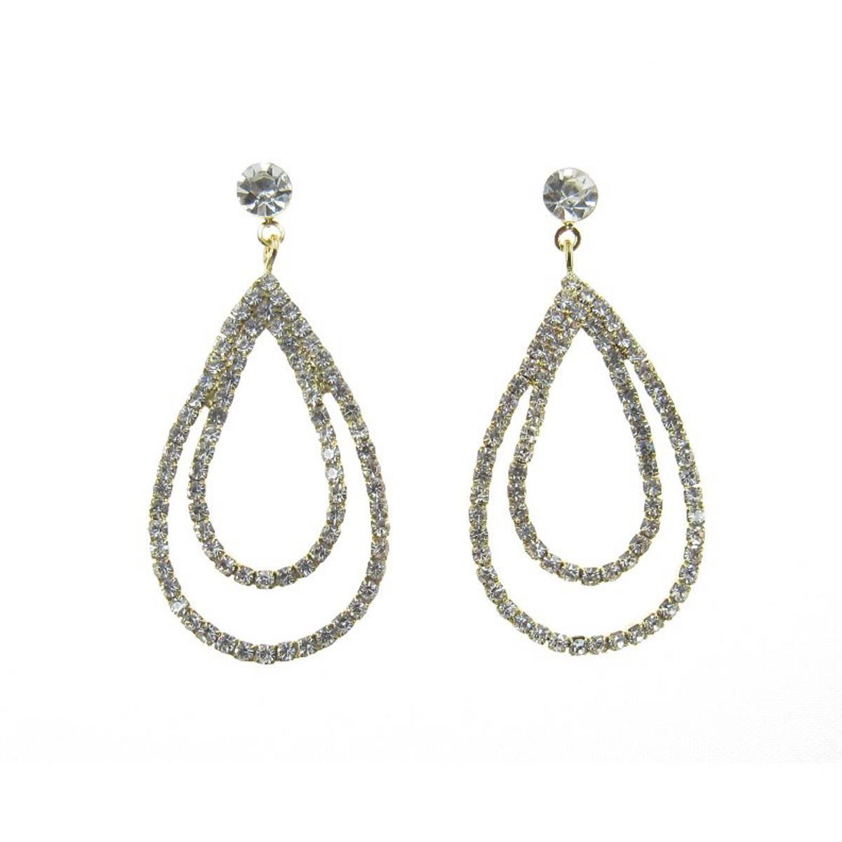 Rosa Rhinestones Gold-Tone Layered Loops Post Drop Earrings