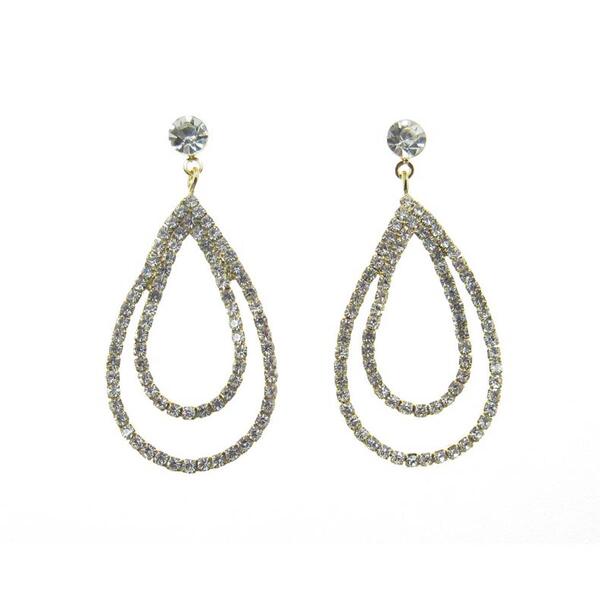 Rosa Rhinestones Gold-Tone Layered Loops Post Drop Earrings - image 