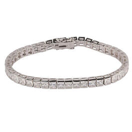 Silver Plated Cubic Zirconia Square Link Bracelet